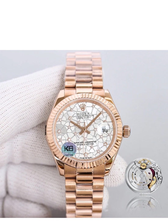 Not Rated Accessories - Rose Gold Floral Dial Datejust with White Accents